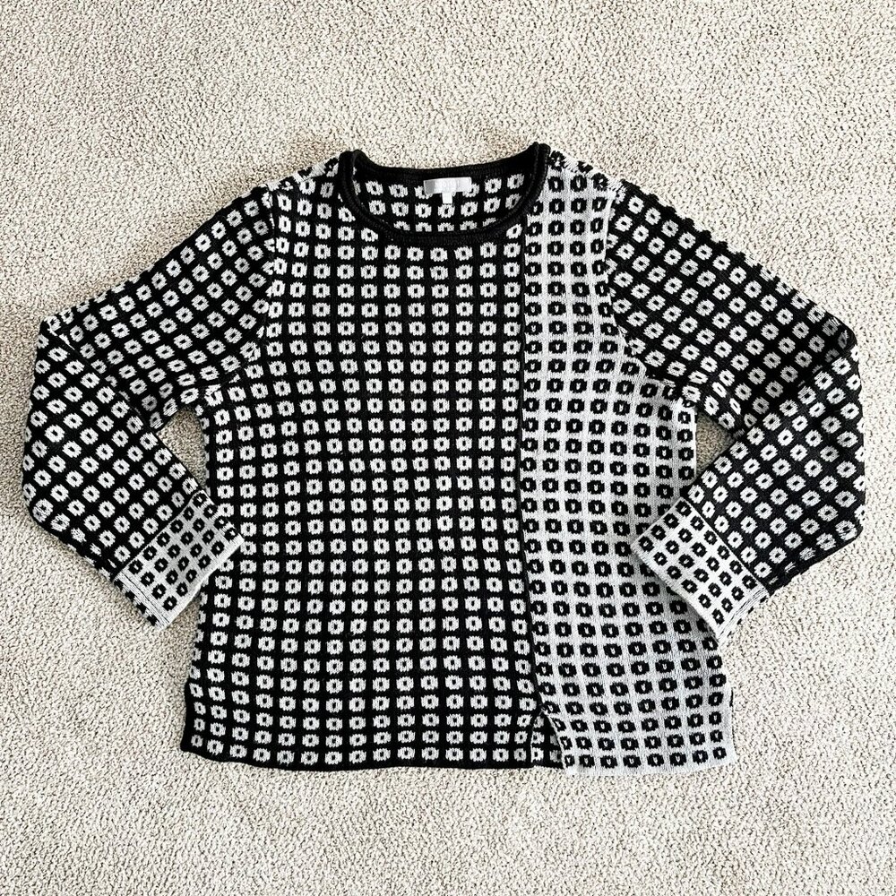 Habitat soft cotton sweater with asymmetrical patterned panels